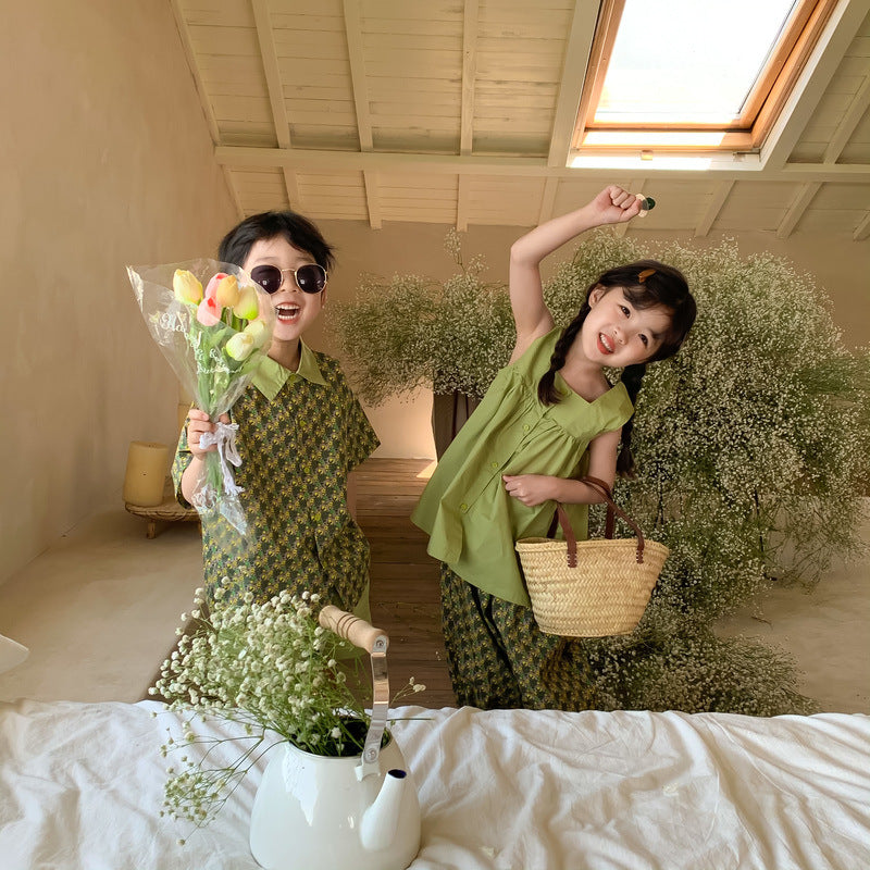 Floral Short Sleeve Matching Set フラワー セットアップ リンクコーデ【mh0012260】 KUMAI.KIDS