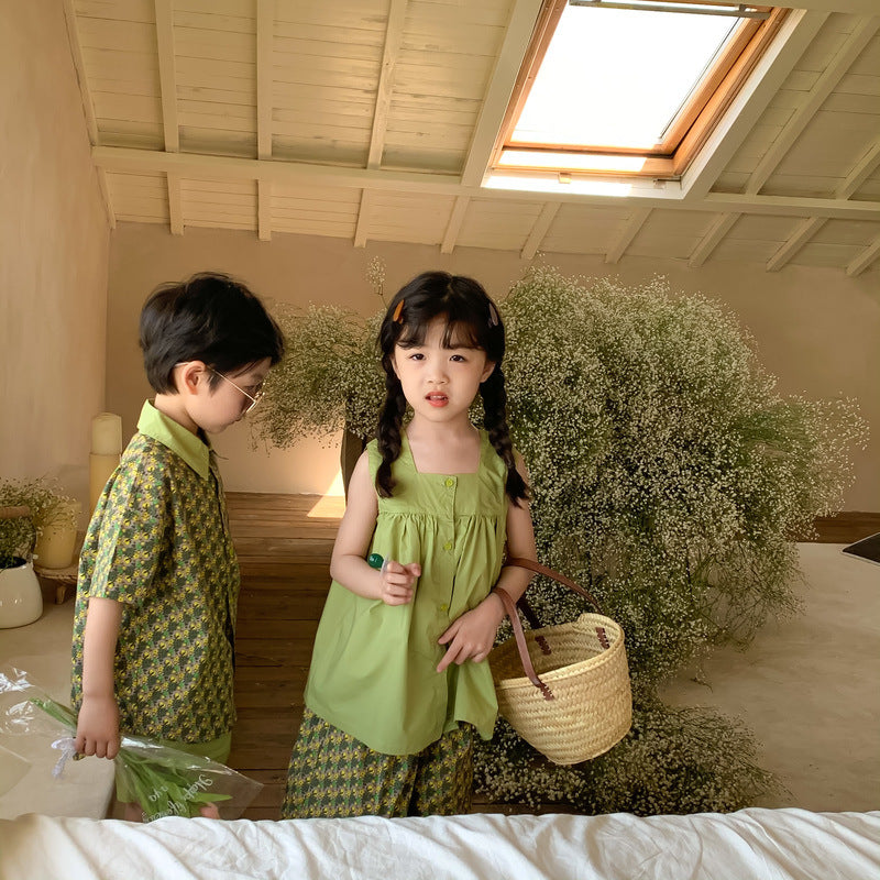 Floral Short Sleeve Matching Set フラワー セットアップ リンクコーデ【mh0012260】 KUMAI.KIDS