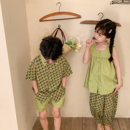Floral Short Sleeve Matching Set フラワー セットアップ リンクコーデ【mh0012260】 KUMAI.KIDS