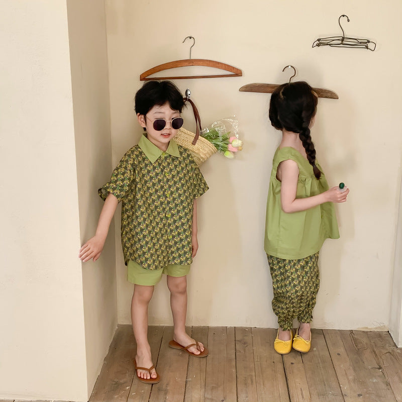 Floral Short Sleeve Matching Set フラワー セットアップ リンクコーデ【mh0012260】 KUMAI.KIDS