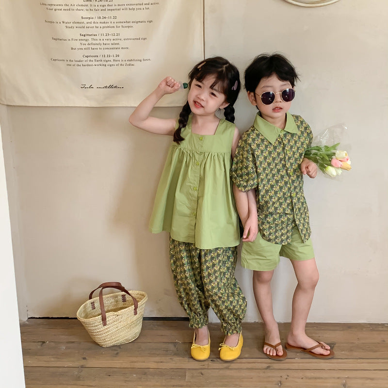 Floral Short Sleeve Matching Set フラワー セットアップ リンクコーデ【mh0012260】 KUMAI.KIDS