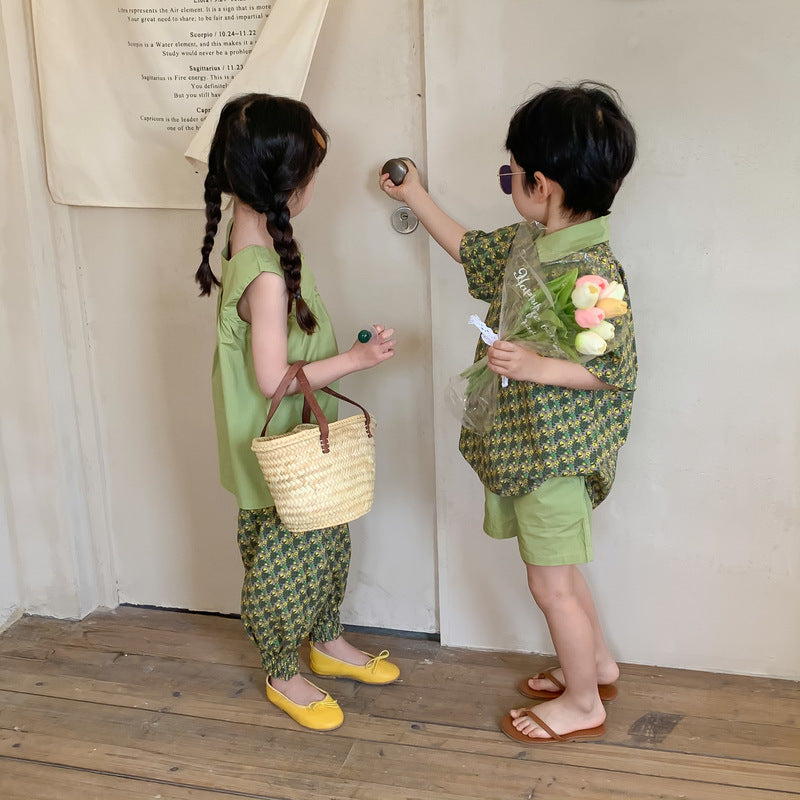 Floral Short Sleeve Matching Set フラワー セットアップ リンクコーデ【mh0012260】 KUMAI.KIDS