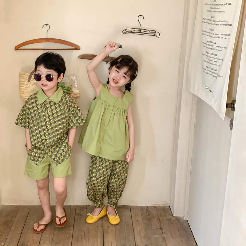 Floral Short Sleeve Matching Set フラワー セットアップ リンクコーデ【mh0012260】 KUMAI.KIDS