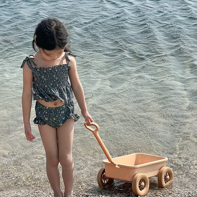 Floral Suspender Separate Swimwear シャーリング キャミソール ビキニ セット【mh0013343】 Dark Green / 90cm mamahalo kids ベビー用水着