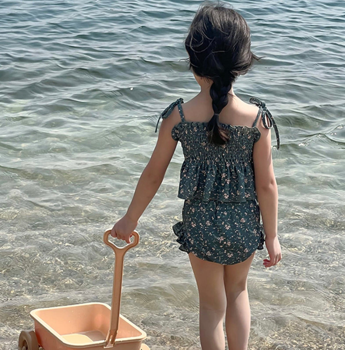 Floral Suspender Separate Swimwear シャーリング キャミソール ビキニ セット【mh0013343】 mamahalo kids ベビー用水着