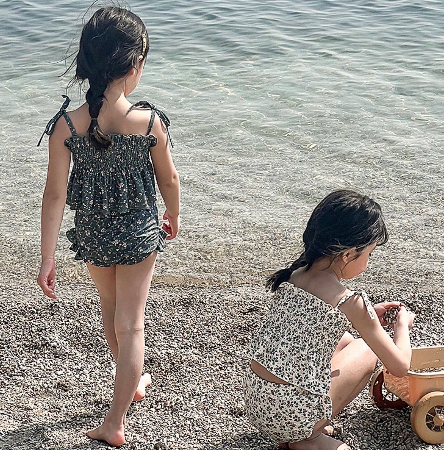 Floral Suspender Separate Swimwear シャーリング キャミソール ビキニ セット【mh0013343】 mamahalo kids ベビー用水着