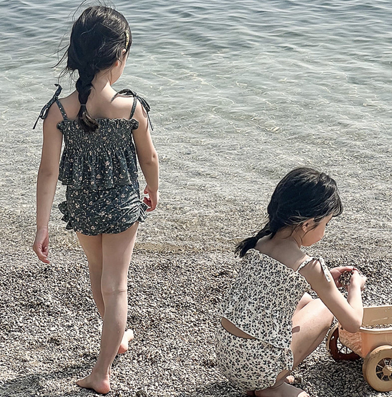 Floral Suspender Separate Swimwear シャーリング キャミソール ビキニ セット【mh0013343】 mamahalo kids ベビー用水着