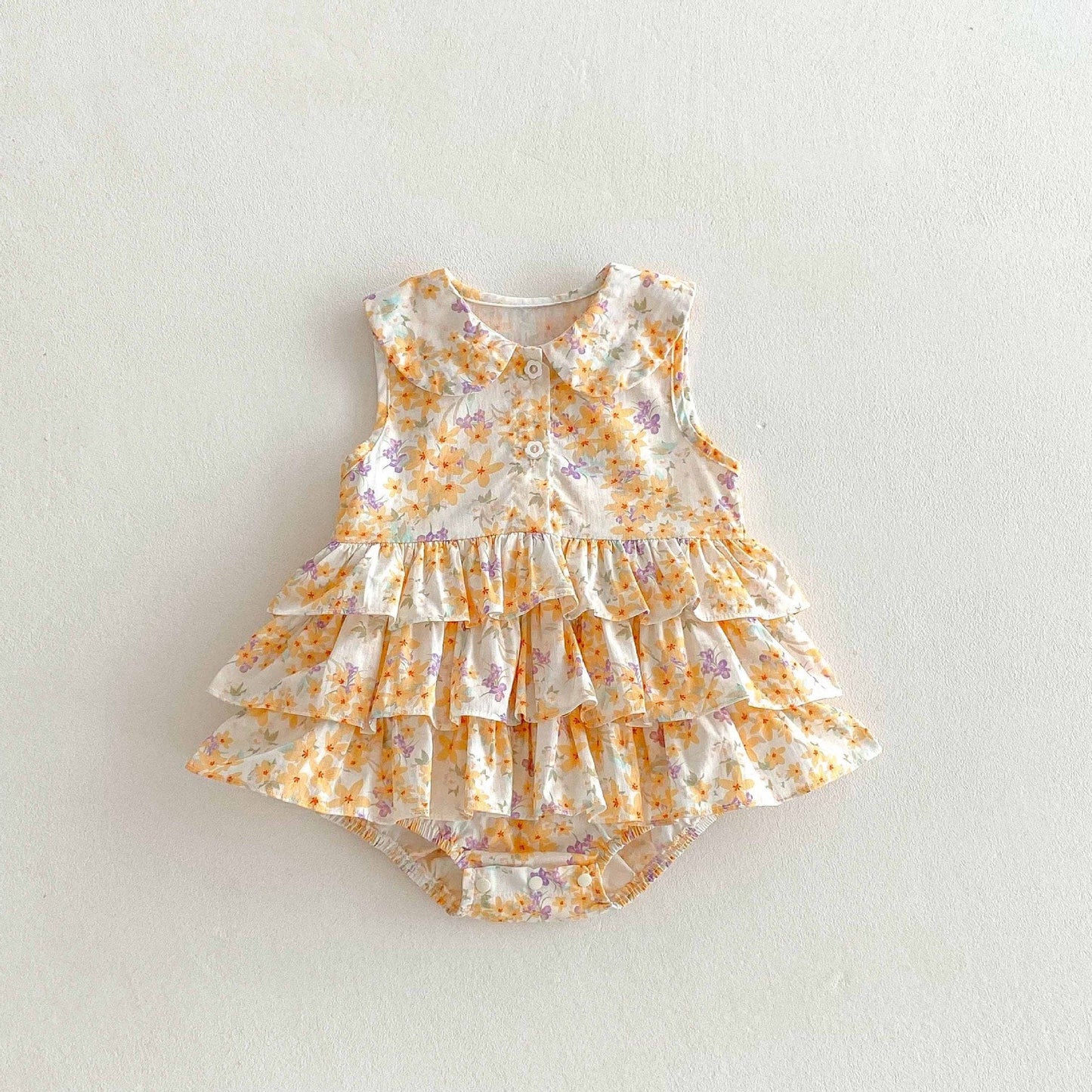 Floral Tiered Ruffle Sleeveless Romper 小花柄 ノースリーブロンパース【mh0013439】 angou ノースリーブロンパース