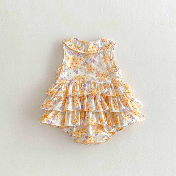 Floral Tiered Ruffle Sleeveless Romper 小花柄 ノースリーブロンパース【mh0013439】 angou ノースリーブロンパース