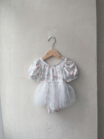 Floral Tulle One Piece Swimsuit フローラルプリントチュール水着【mh0012434】 73cm mamahalo shop