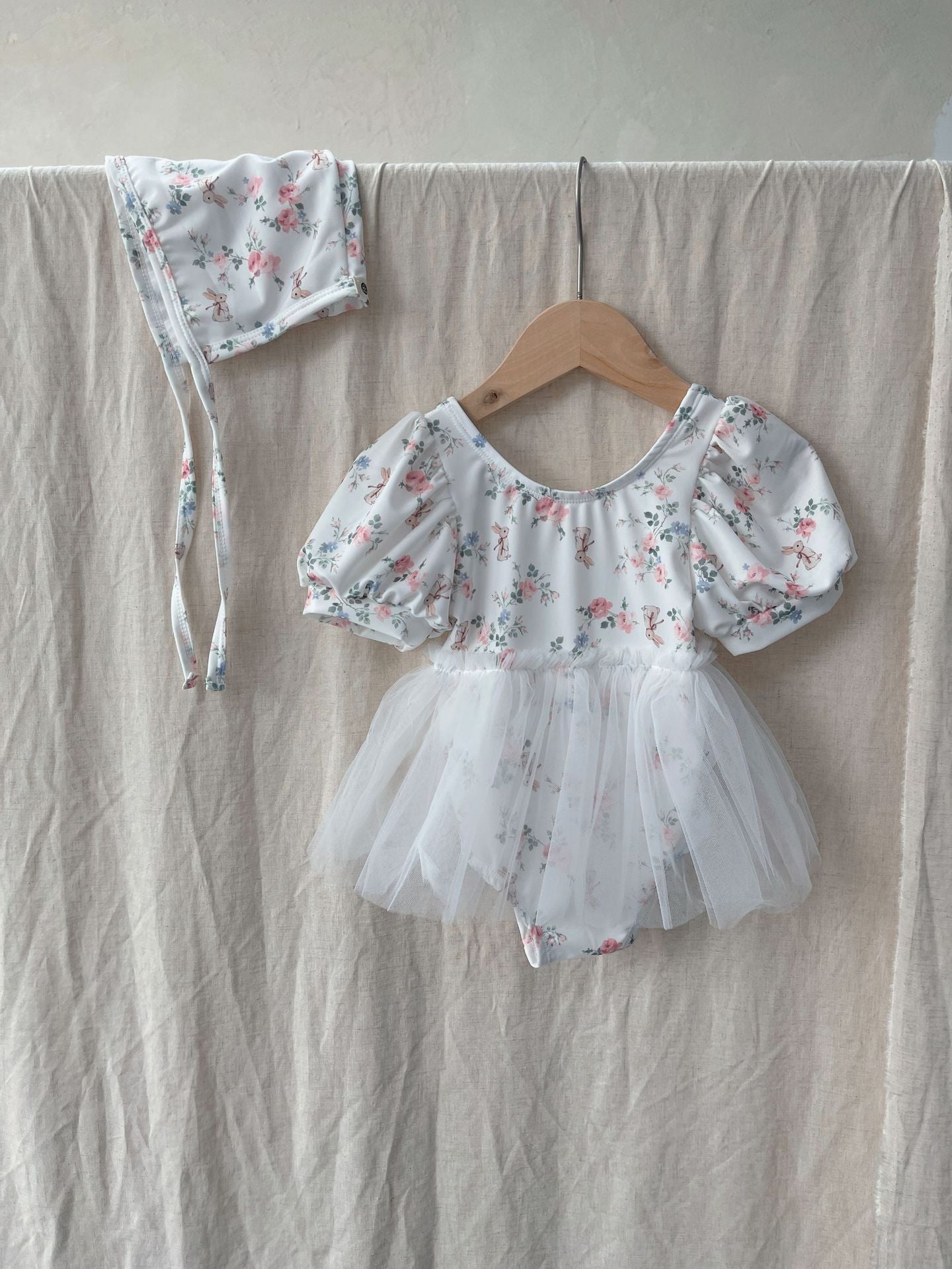 Floral Tulle One Piece Swimsuit フローラルプリントチュール水着【mh0012434】 73cm mamahalo shop