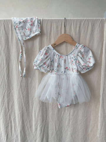 Floral Tulle One Piece Swimsuit フローラルプリントチュール水着【mh0012434】 73cm mamahalo shop