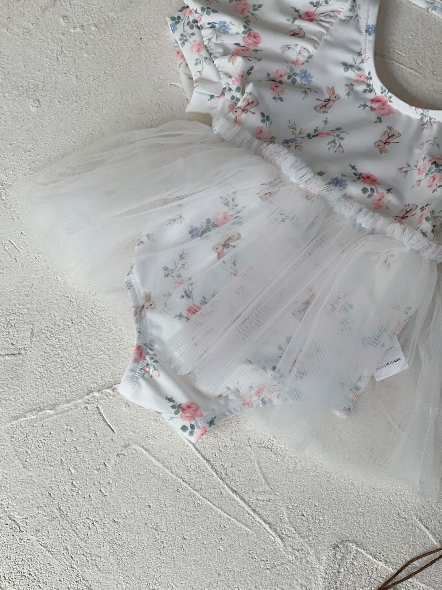 Floral Tulle One Piece Swimsuit フローラルプリントチュール水着【mh0012434】 White / 73cm BBAMMA ベビー用水着