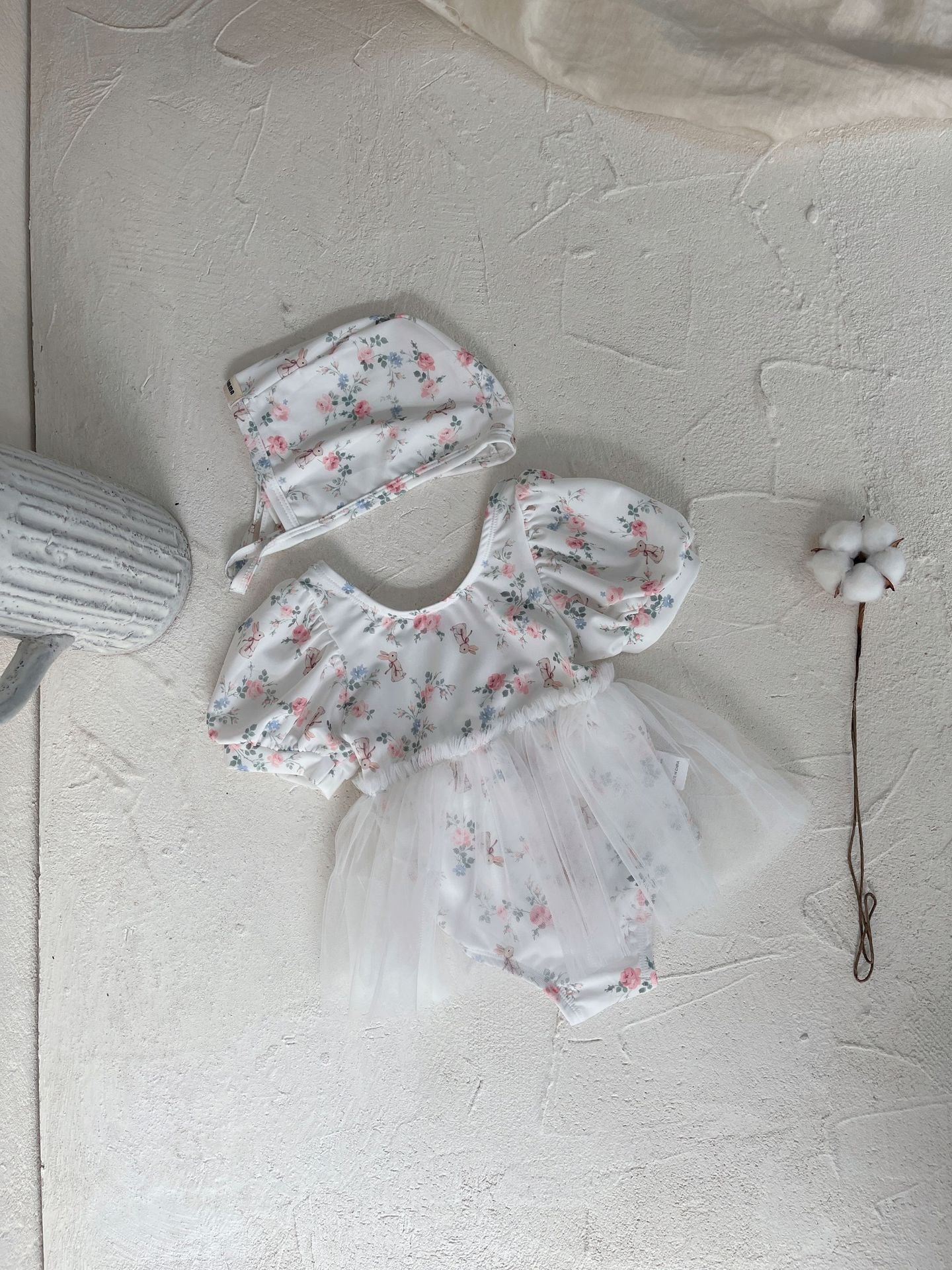 Floral Tulle One Piece Swimsuit フローラルプリントチュール水着【mh0012434】 White / 73cm BBAMMA ベビー用水着