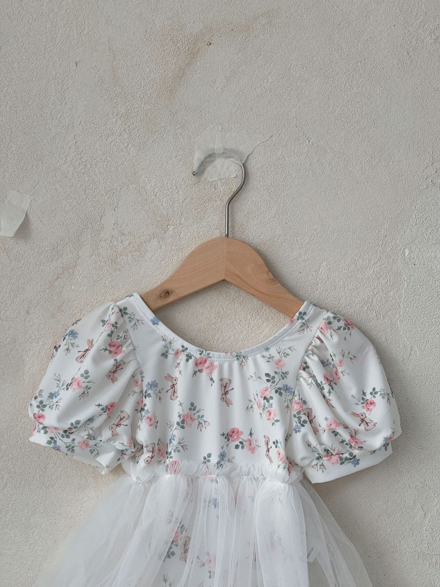 Floral Tulle One Piece Swimsuit フローラルプリントチュール水着【mh0012434】 White / 73cm BBAMMA ベビー用水着