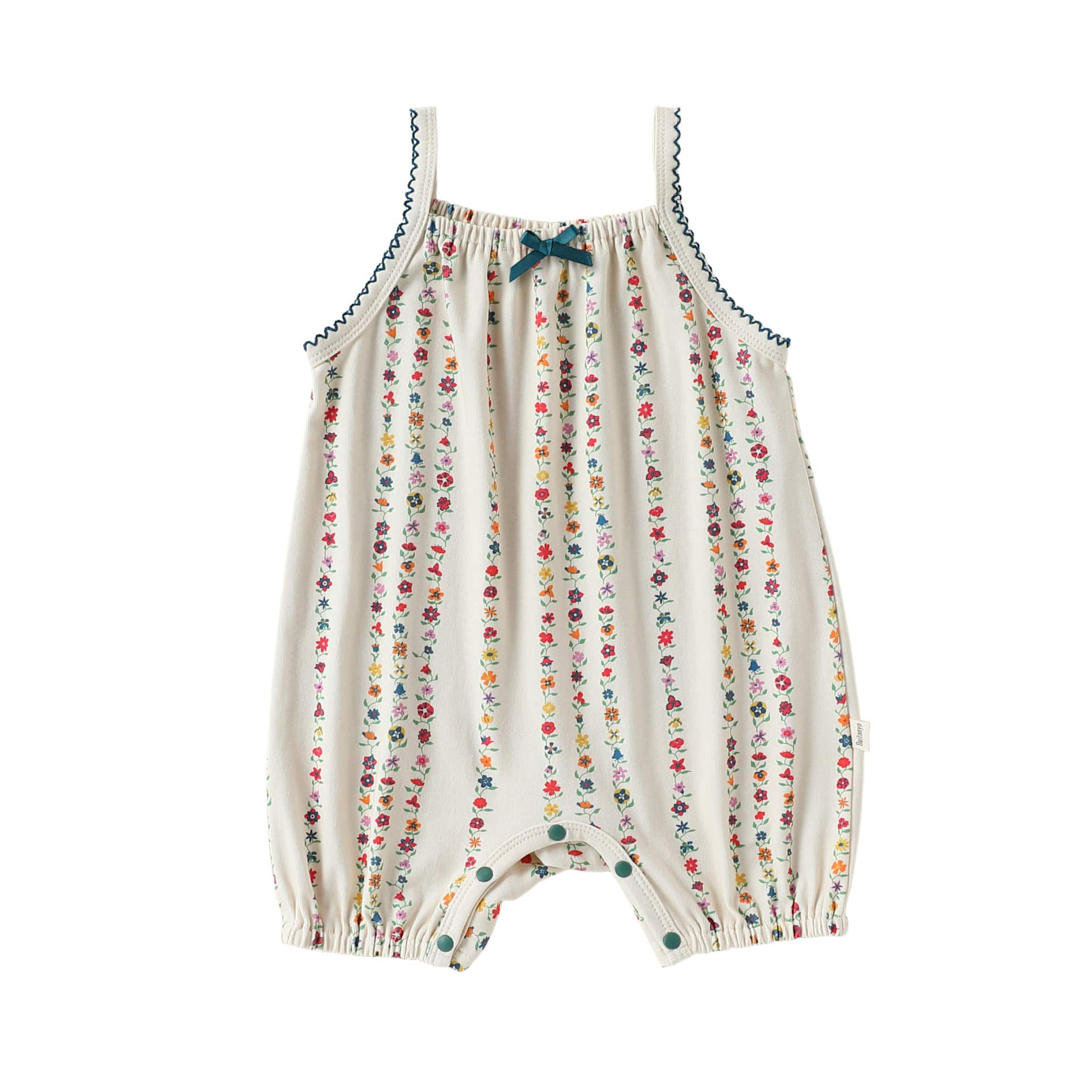 Floral Vertical Stripe Strappy Romper キャミソールロンパース【mh0013496】 Beitaoya ノースリーブロンパース