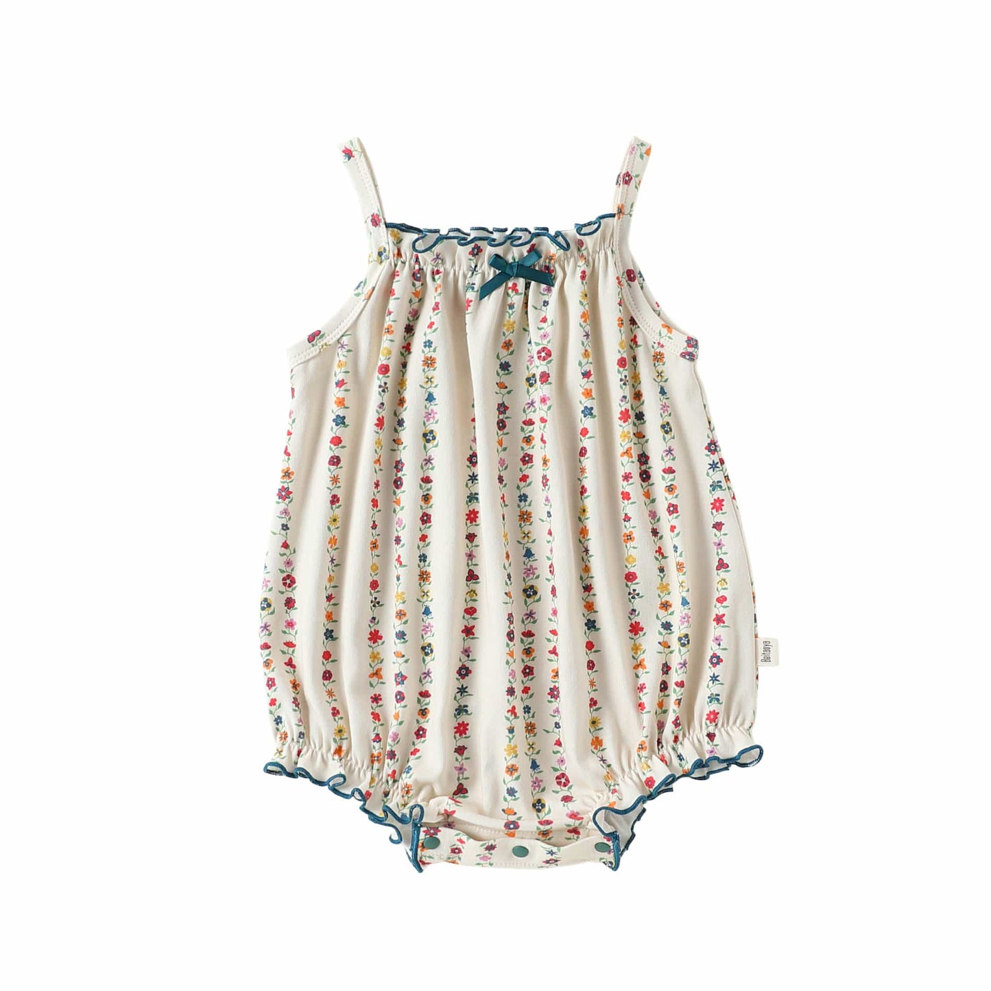 Floral Vertical Stripe Strappy Romper キャミソールロンパース【mh0013496】 Camisole Bodysuit / 66cm Beitaoya ノースリーブロンパース