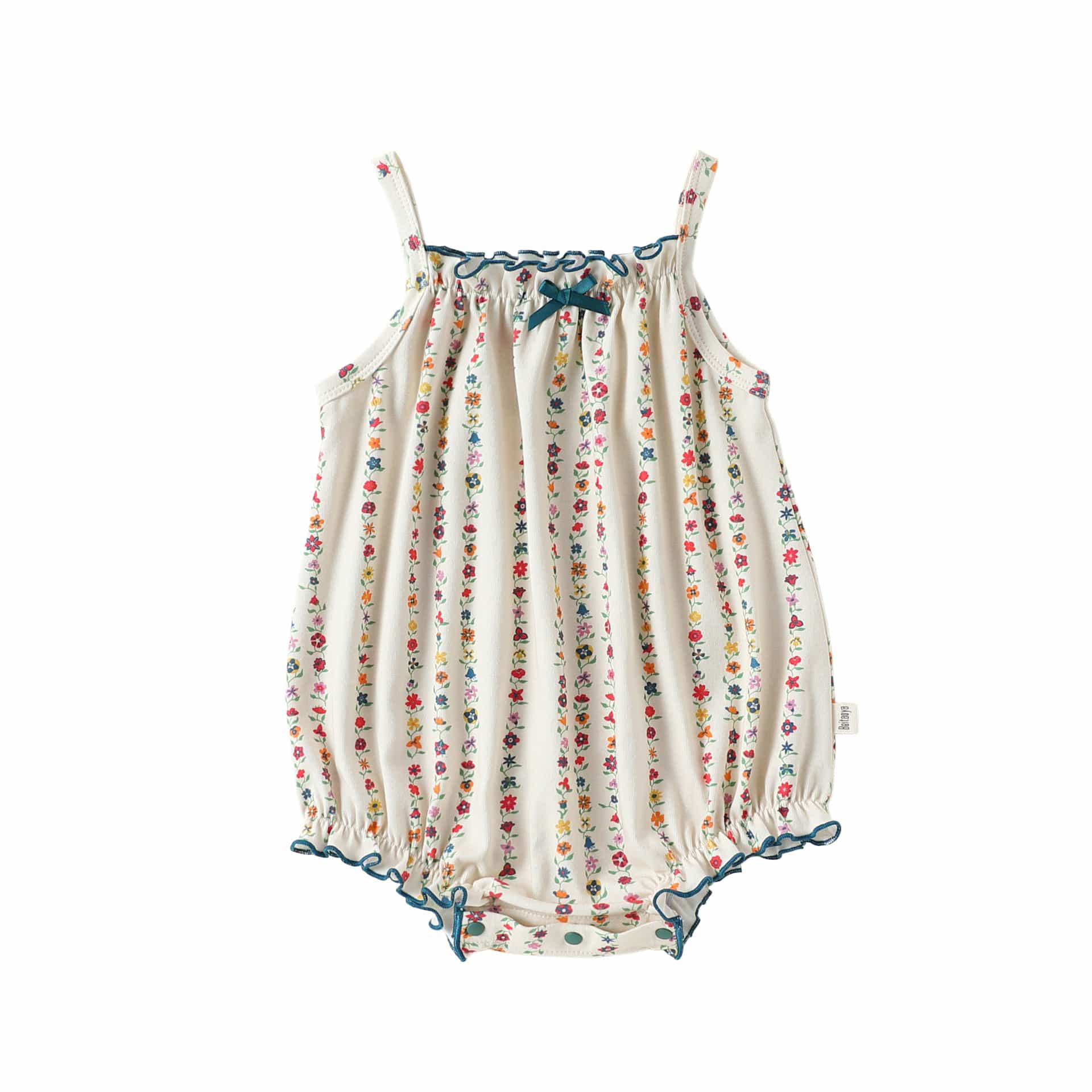 Floral Vertical Stripe Strappy Romper キャミソールロンパース【mh0013496】 Camisole Bodysuit / 66cm Beitaoya ノースリーブロンパース