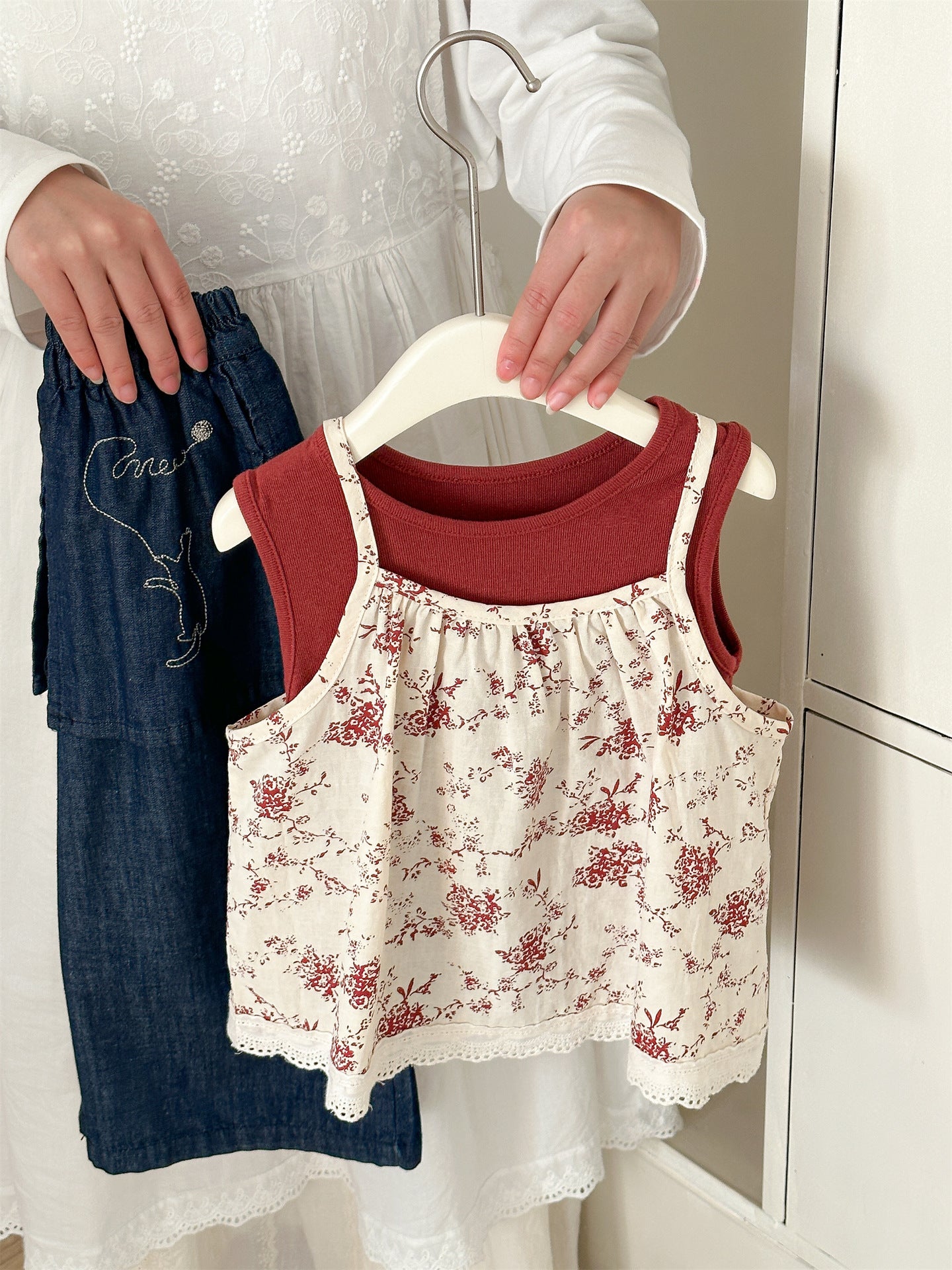Floral Vest Camisole Set 花柄 ベスト キャミソール セット【mh0012292】 Laibaobao