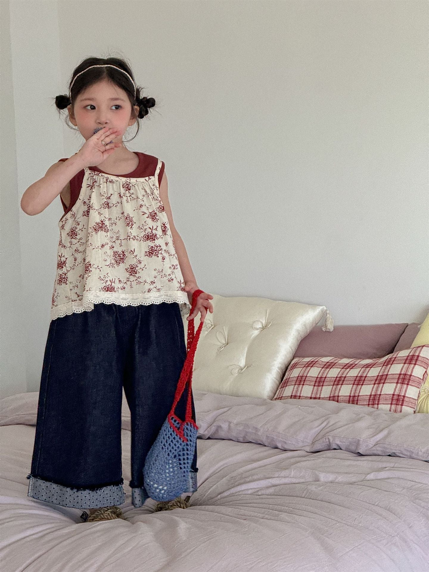 Floral Vest Camisole Set 花柄 ベスト キャミソール セット【mh0012292】 Laibaobao
