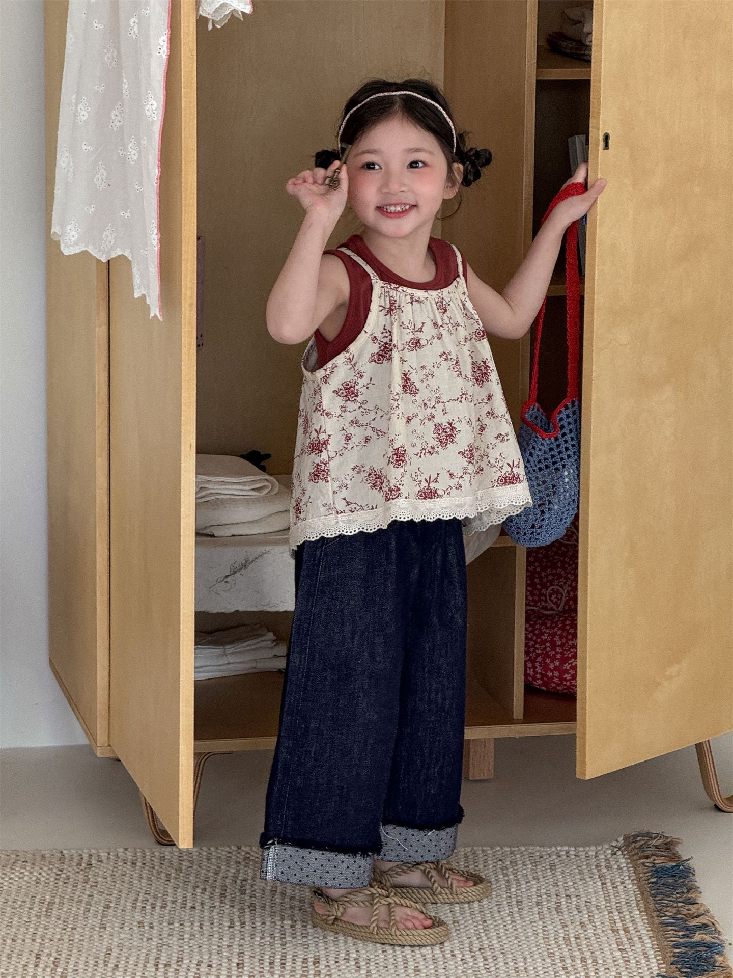 Floral Vest Camisole Set 花柄 ベスト キャミソール セット【mh0012292】 Laibaobao
