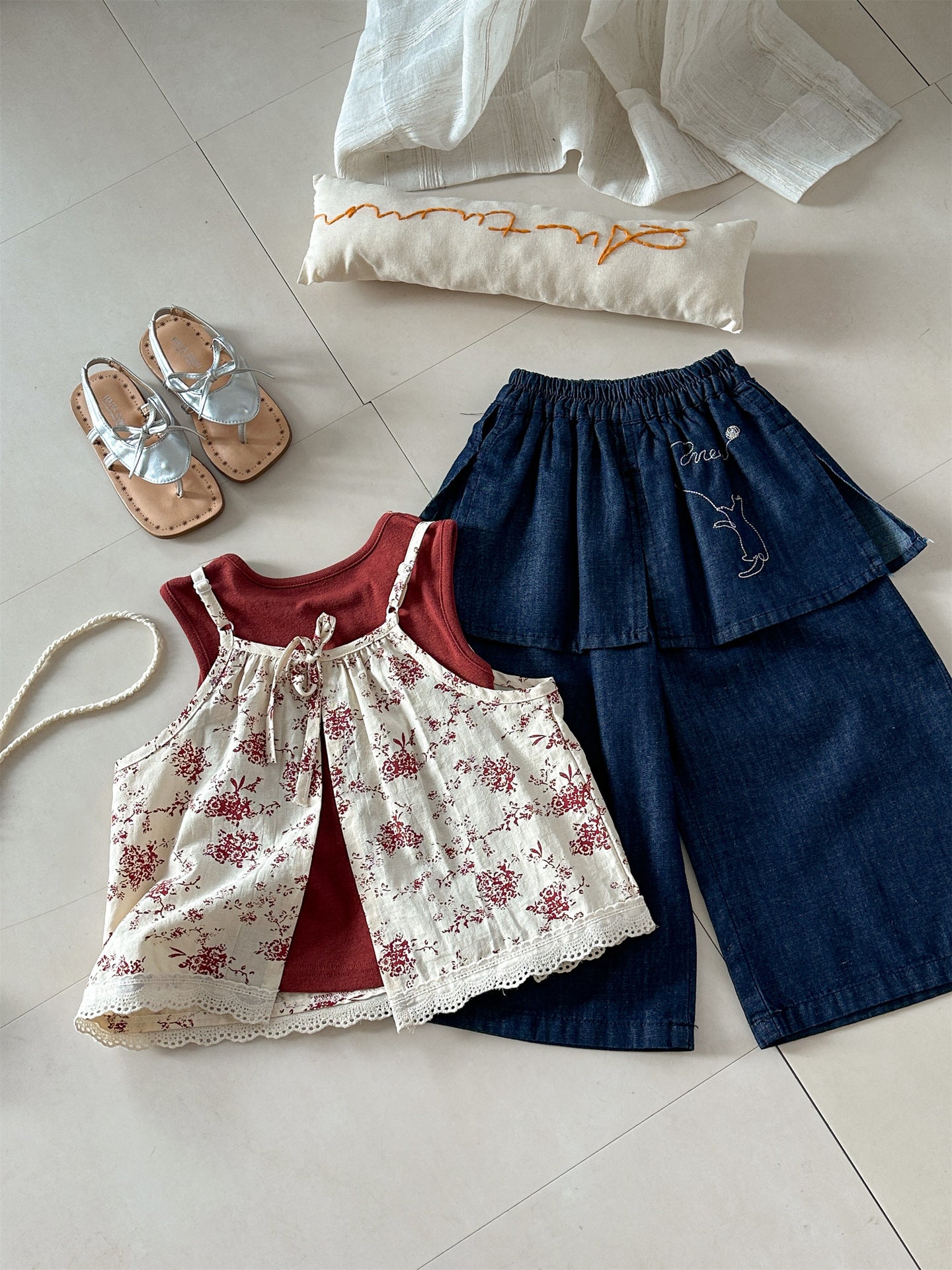 Floral Vest Camisole Set 花柄 ベスト キャミソール セット【mh0012292】 Laibaobao
