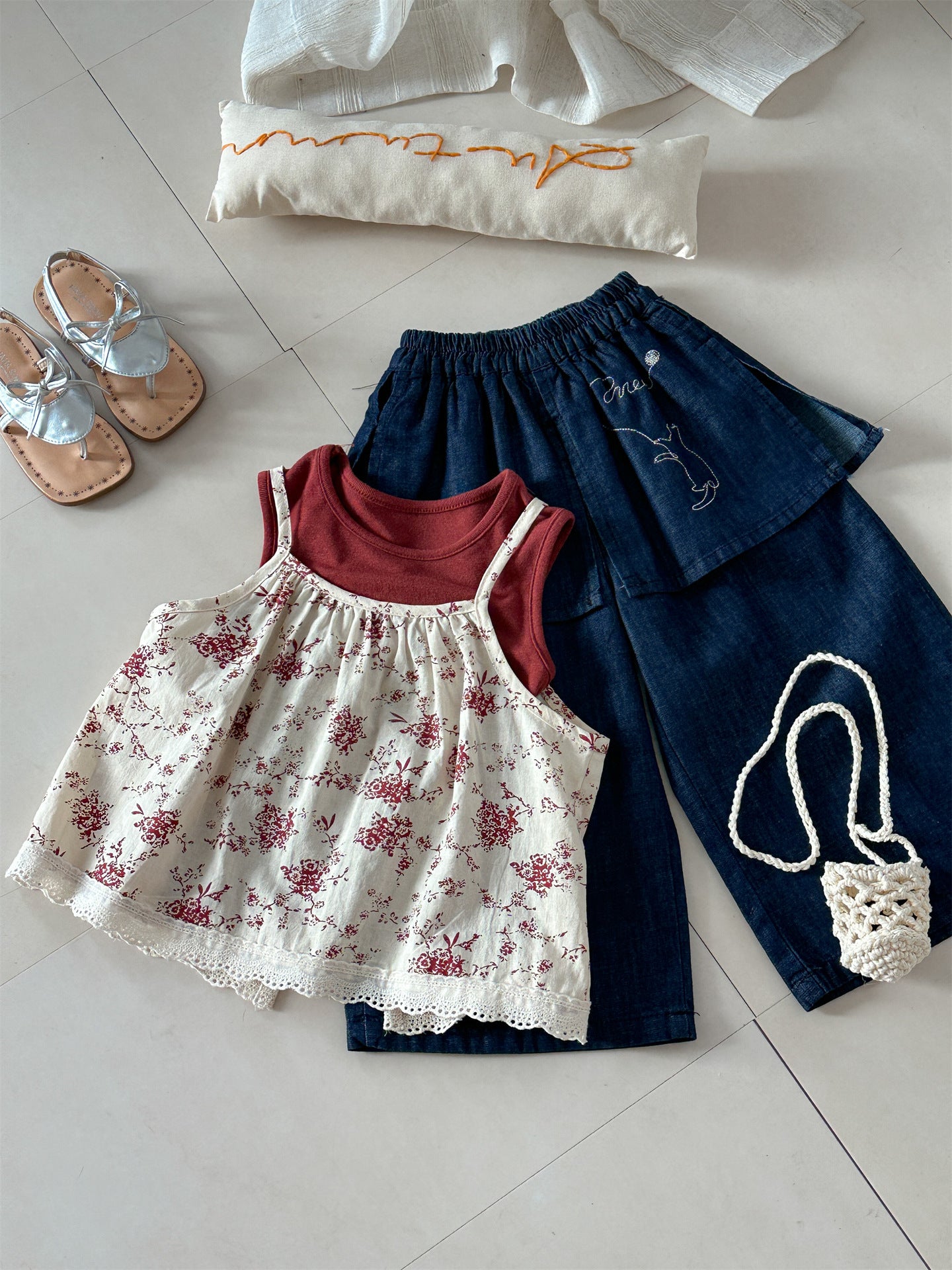 Floral Vest Camisole Set 花柄 ベスト キャミソール セット【mh0012292】 Laibaobao