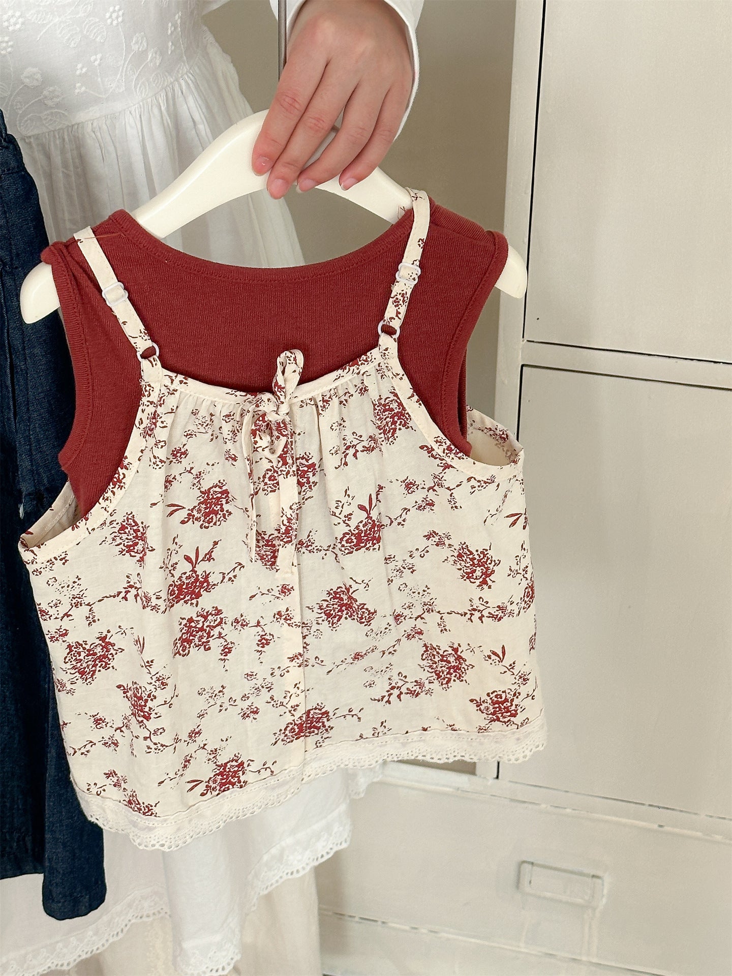 Floral Vest Camisole Set 花柄 ベスト キャミソール セット【mh0012292】 Laibaobao