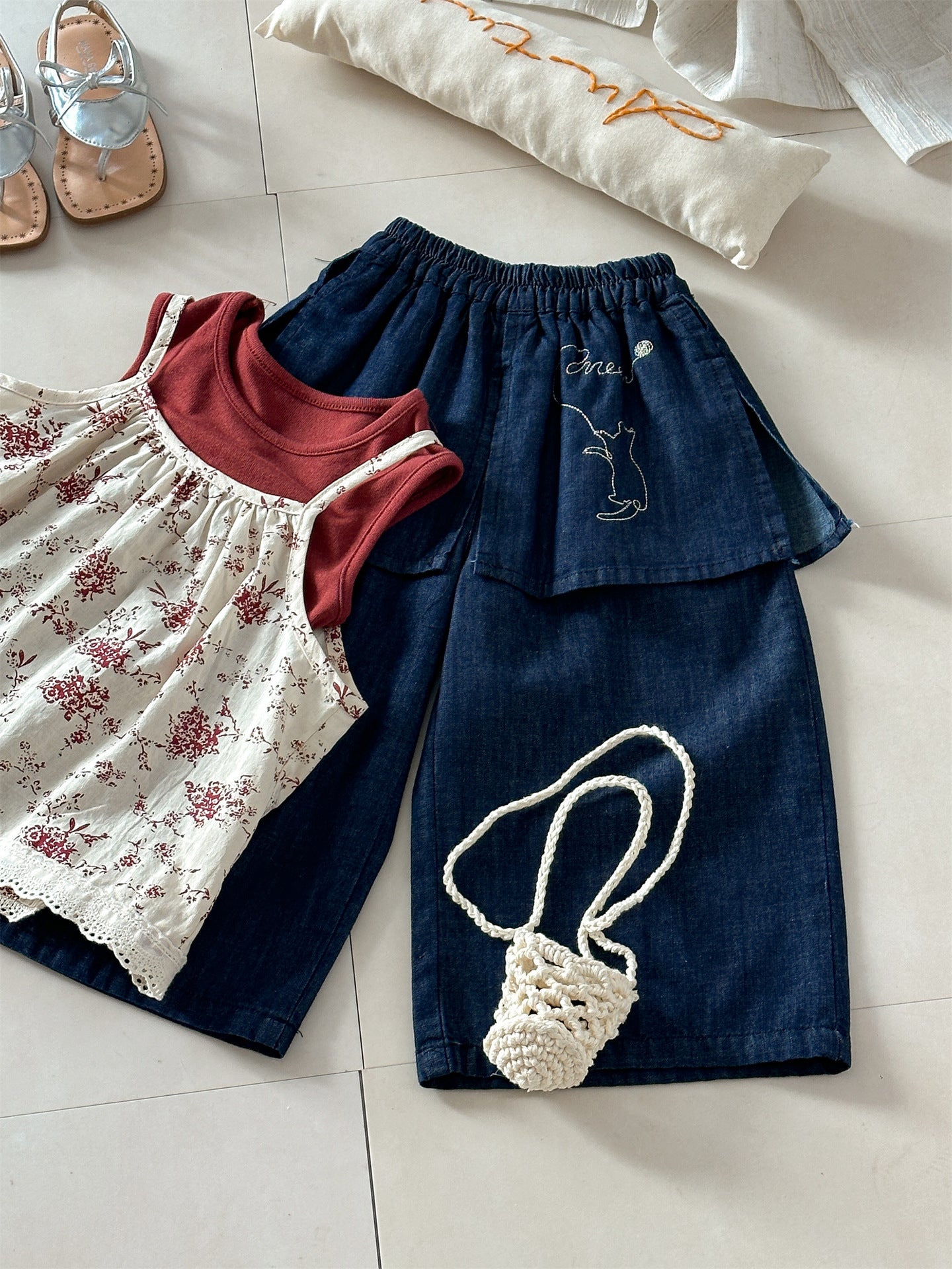 Floral Vest Camisole Set 花柄 ベスト キャミソール セット【mh0012292】 Laibaobao