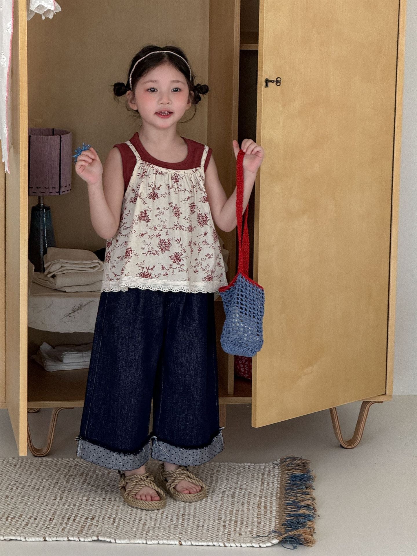 Floral Vest Camisole Set 花柄 ベスト キャミソール セット【mh0012292】 Laibaobao