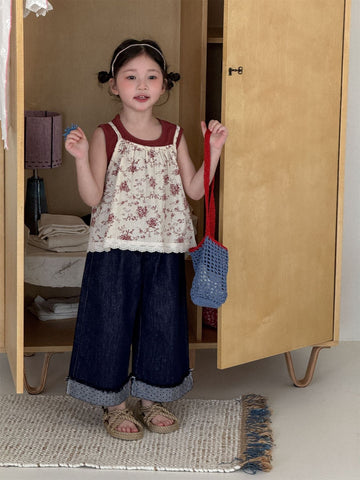 Floral Vest Camisole Set 花柄 ベスト キャミソール セット【mh0012292】 Laibaobao