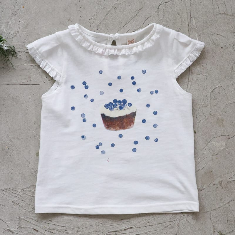 Flounce Sleeve Cupcake Tee フリルスリーブ カップケーキ Tシャツ【mh0012987】 Beige White / 90cm Strawberry Coral 半袖Tシャツ
