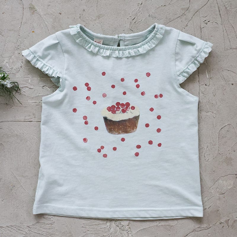 Flounce Sleeve Cupcake Tee フリルスリーブ カップケーキ Tシャツ【mh0012987】 Blue / 90cm Strawberry Coral 半袖Tシャツ