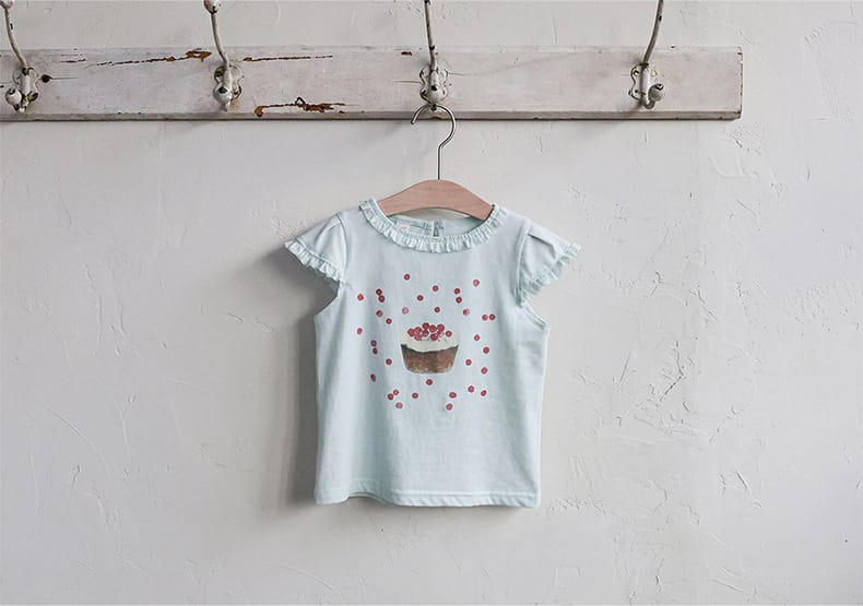 Flounce Sleeve Cupcake Tee フリルスリーブ カップケーキ Tシャツ【mh0012987】 Strawberry Coral 半袖Tシャツ
