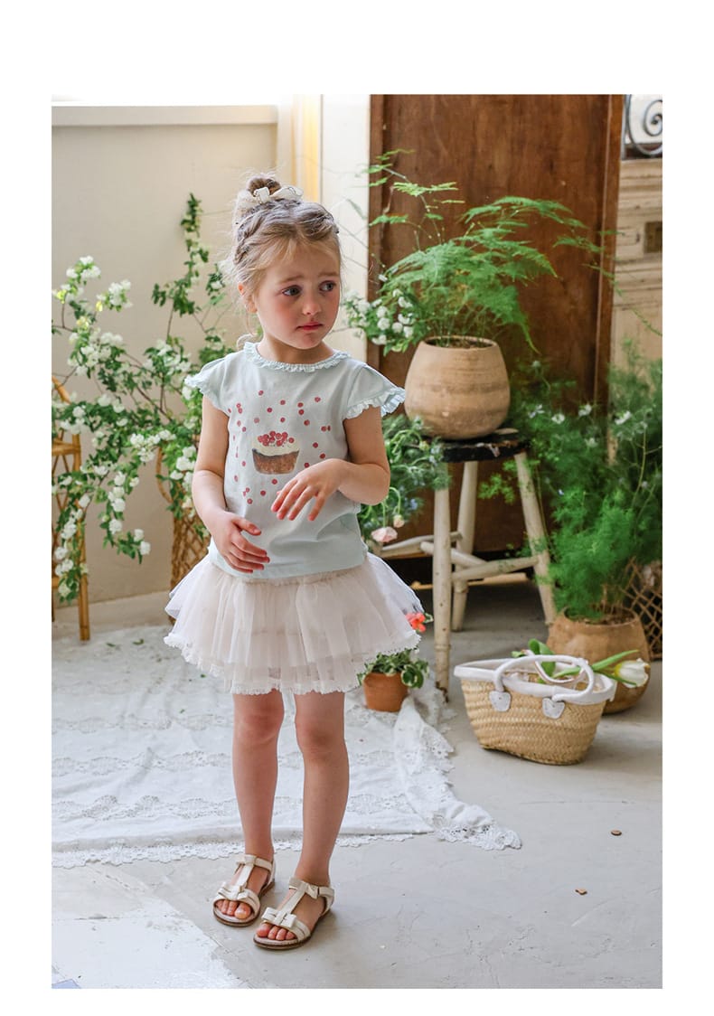 Flounce Sleeve Cupcake Tee フリルスリーブ カップケーキ Tシャツ【mh0012987】 Strawberry Coral 半袖Tシャツ