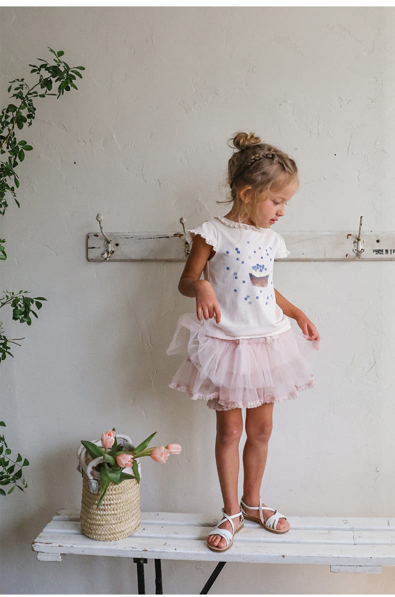 Flounce Sleeve Cupcake Tee フリルスリーブ カップケーキ Tシャツ【mh0012987】 Strawberry Coral 半袖Tシャツ