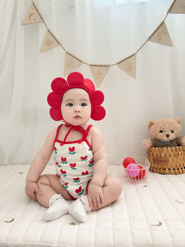 Flower Camisole Flower Hat Jumpsuit チューリップ キャミソールロンパース コスチューム【mh0013365】 TOMMY'S GIFTS ノースリーブロンパース