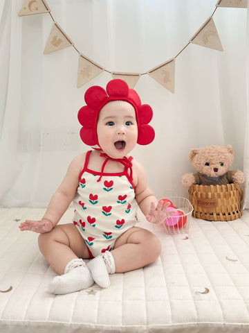 Flower Camisole Flower Hat Jumpsuit チューリップ キャミソールロンパース コスチューム【mh0013365】 TOMMY'S GIFTS ノースリーブロンパース