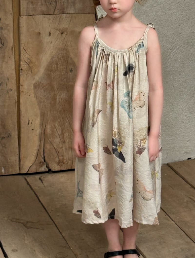 Flower Embellished V Neck Smock Dress 立体フラワー スリット ノースリーブワンピース【mh0012812】 Butterfly suspender underwear / 90cm Chengle ノースリーブワンピース