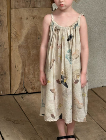 Flower Embellished V Neck Smock Dress 立体フラワー スリット ノースリーブワンピース【mh0012812】 Butterfly suspender underwear / 90cm Chengle ノースリーブワンピース