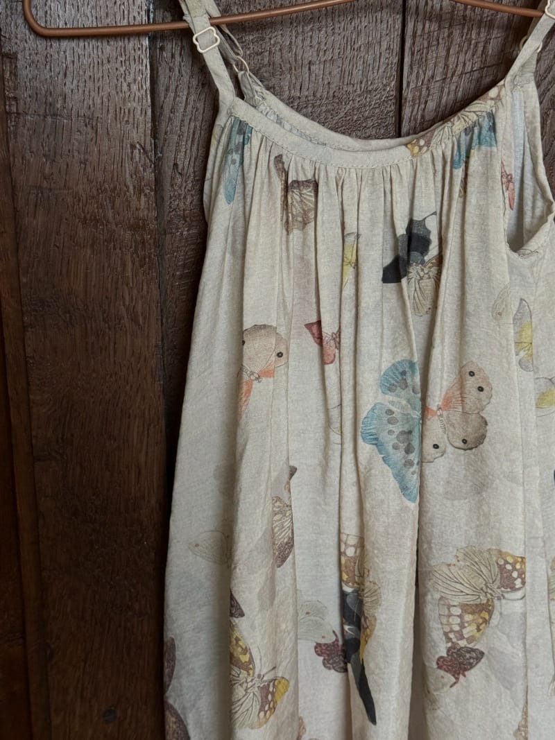 Flower Embellished V Neck Smock Dress 立体フラワー スリット ノースリーブワンピース【mh0012812】 Chengle ノースリーブワンピース