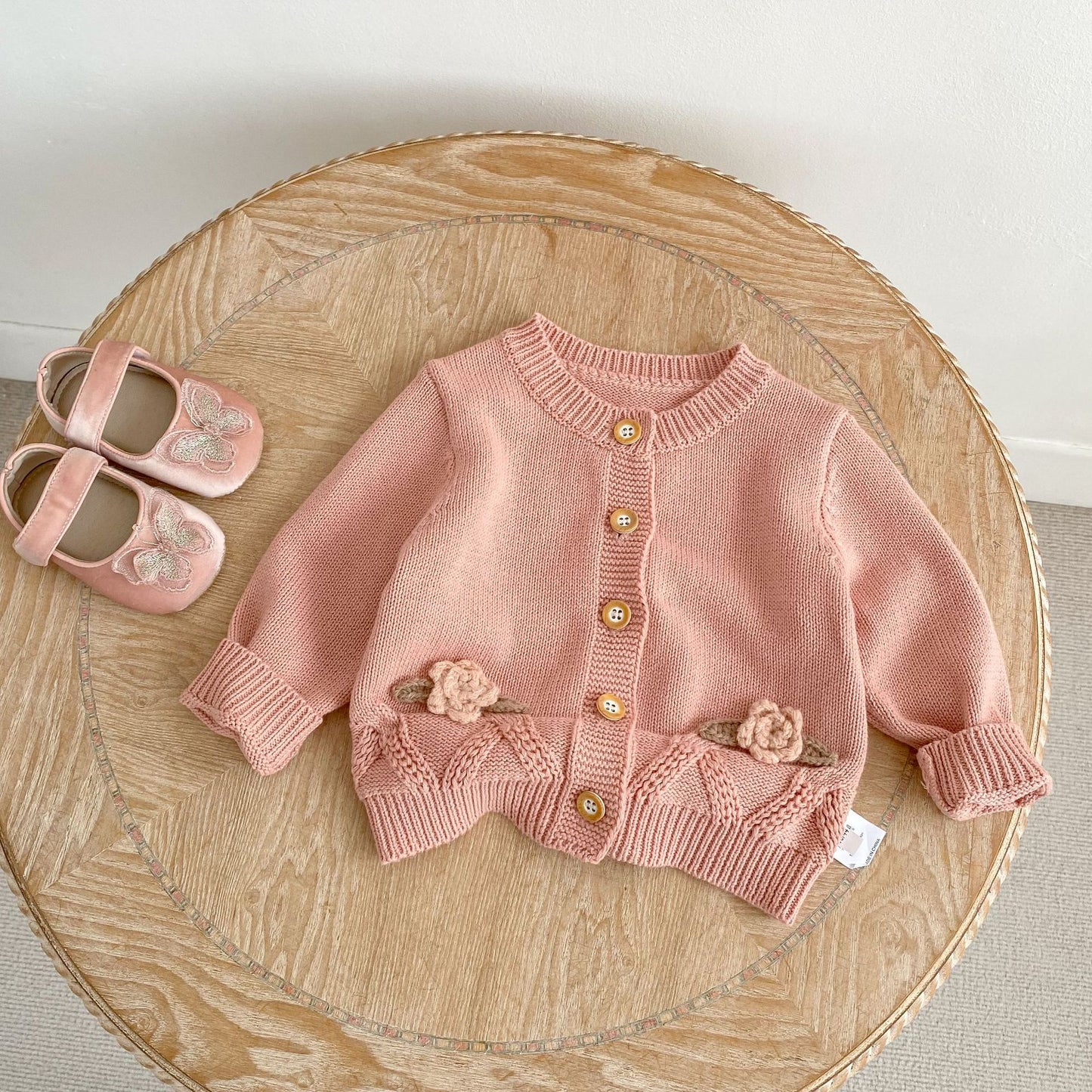 Flower Embroidered Knit Cardigan & Romper フラワー 刺繍 ニット カーディガン ロンパース【mh0012403】 Engepapa