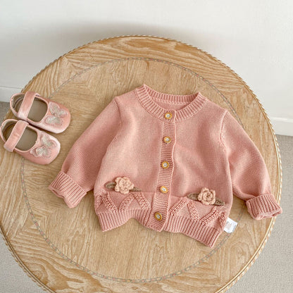 Flower Embroidered Knit Cardigan & Romper フラワー 刺繍 ニット カーディガン ロンパース【mh0012403】 Engepapa