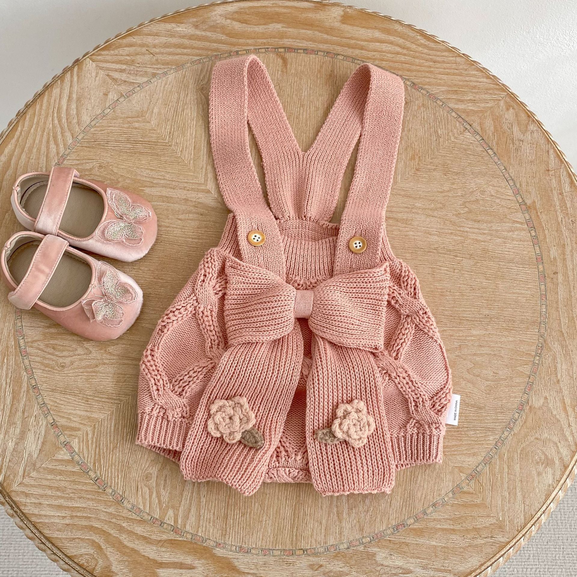 Flower Embroidered Knit Cardigan & Romper フラワー 刺繍 ニット カーディガン ロンパース【mh0012403】 Engepapa