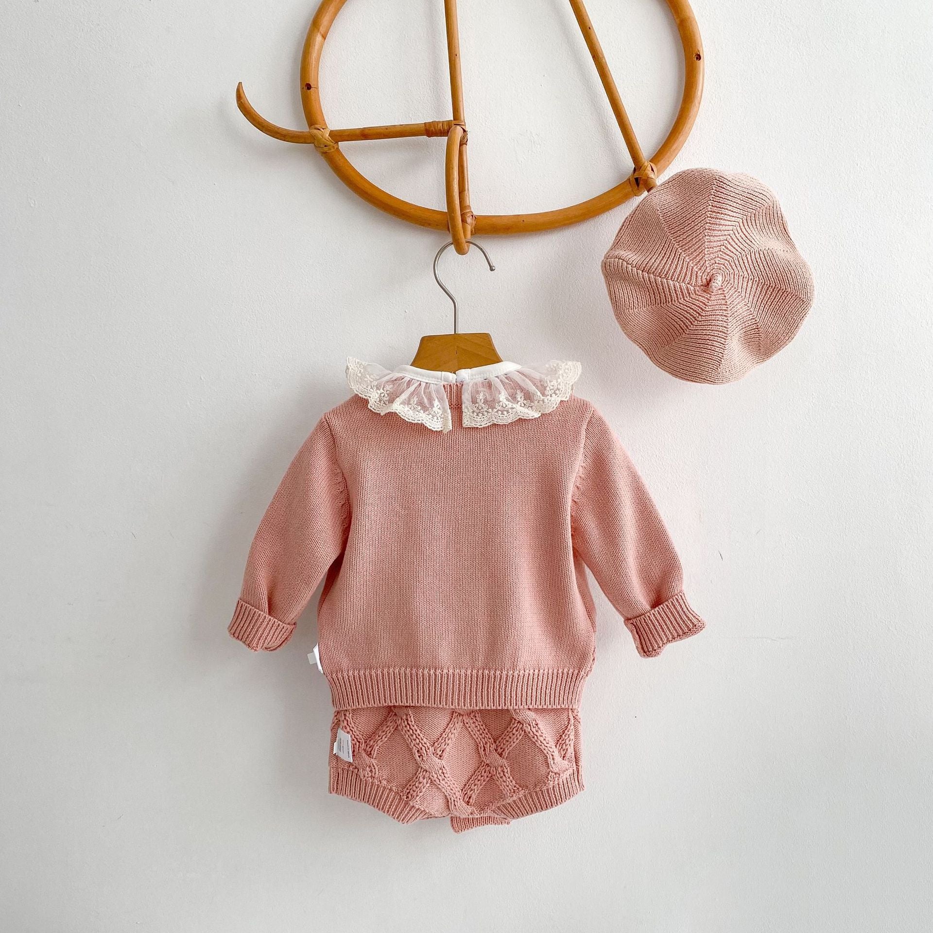 Flower Embroidered Knit Cardigan & Romper フラワー 刺繍 ニット カーディガン ロンパース【mh0012403】 Engepapa