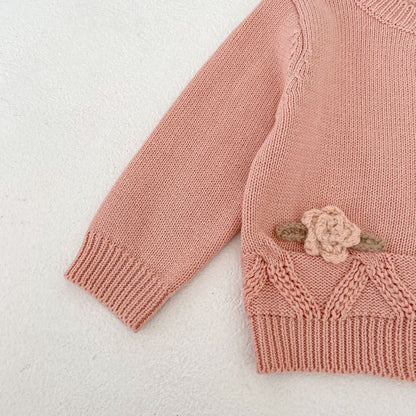Flower Embroidered Knit Cardigan & Romper フラワー 刺繍 ニット カーディガン ロンパース【mh0012403】 Engepapa