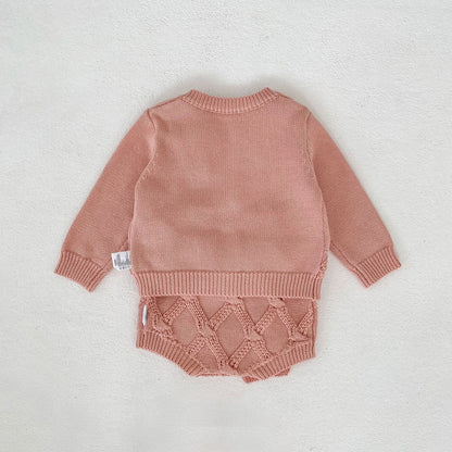 Flower Embroidered Knit Cardigan & Romper フラワー 刺繍 ニット カーディガン ロンパース【mh0012403】 Engepapa