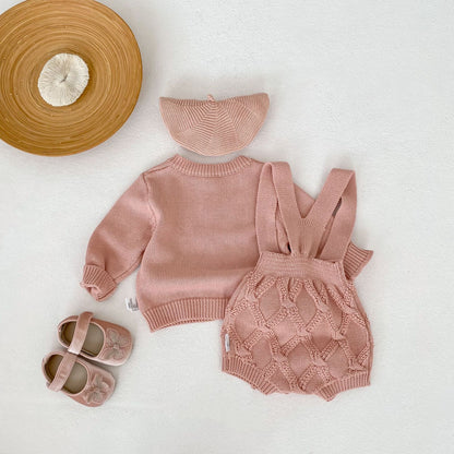 Flower Embroidered Knit Cardigan & Romper フラワー 刺繍 ニット カーディガン ロンパース【mh0012403】 Engepapa