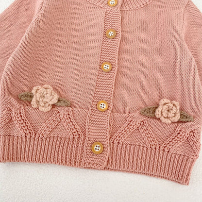 Flower Embroidered Knit Cardigan & Romper フラワー 刺繍 ニット カーディガン ロンパース【mh0012403】 Engepapa