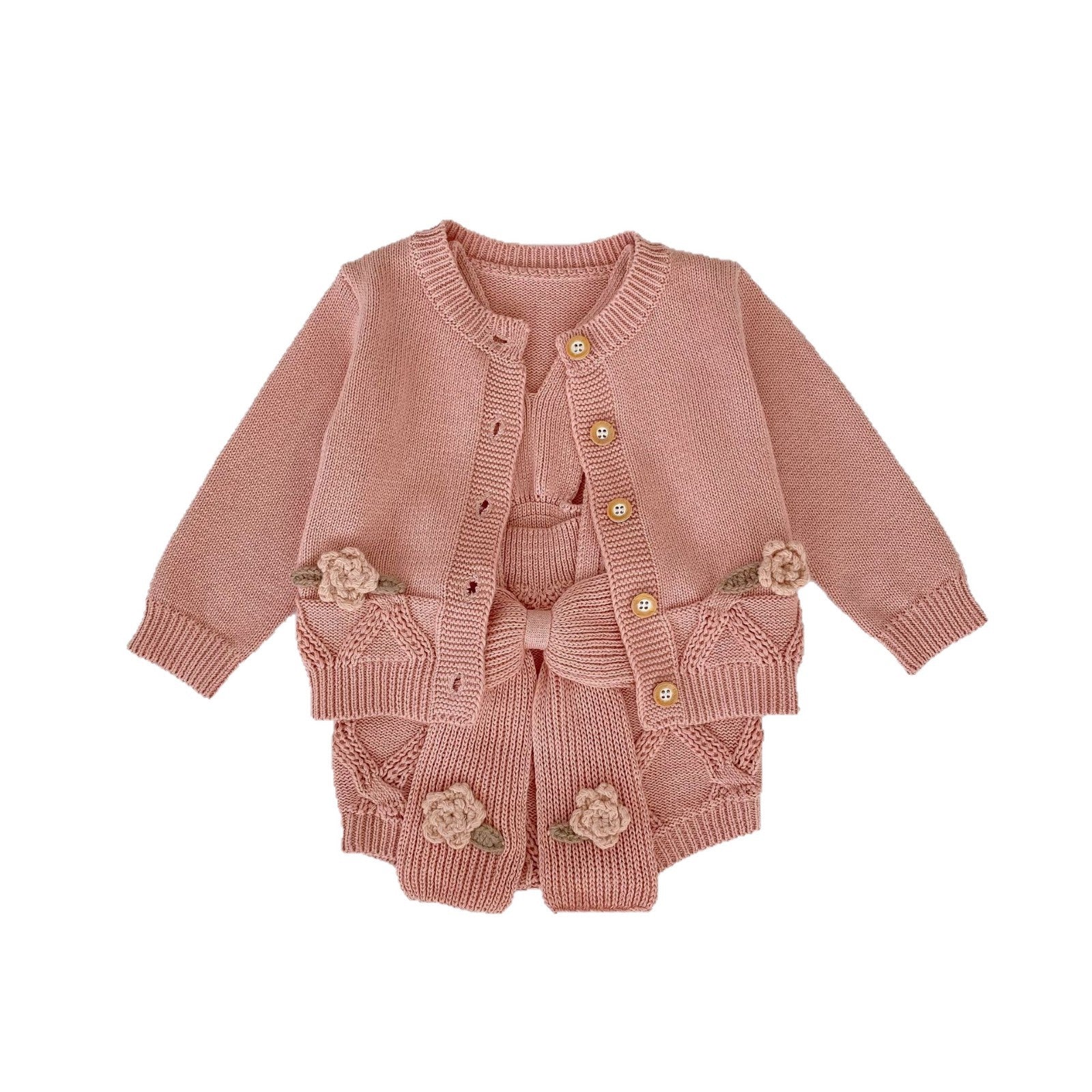 Flower Embroidered Knit Cardigan & Romper フラワー 刺繍 ニット カーディガン ロンパース【mh0012403】 mamahalo shop